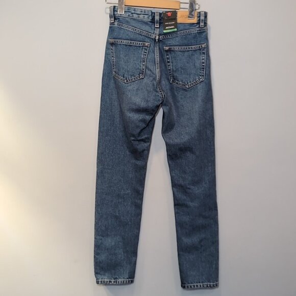 Monki Kimomo Jeans High Waisted Relaxed Slim Ankle Organic Cotton Denim - Picture 8 of 11